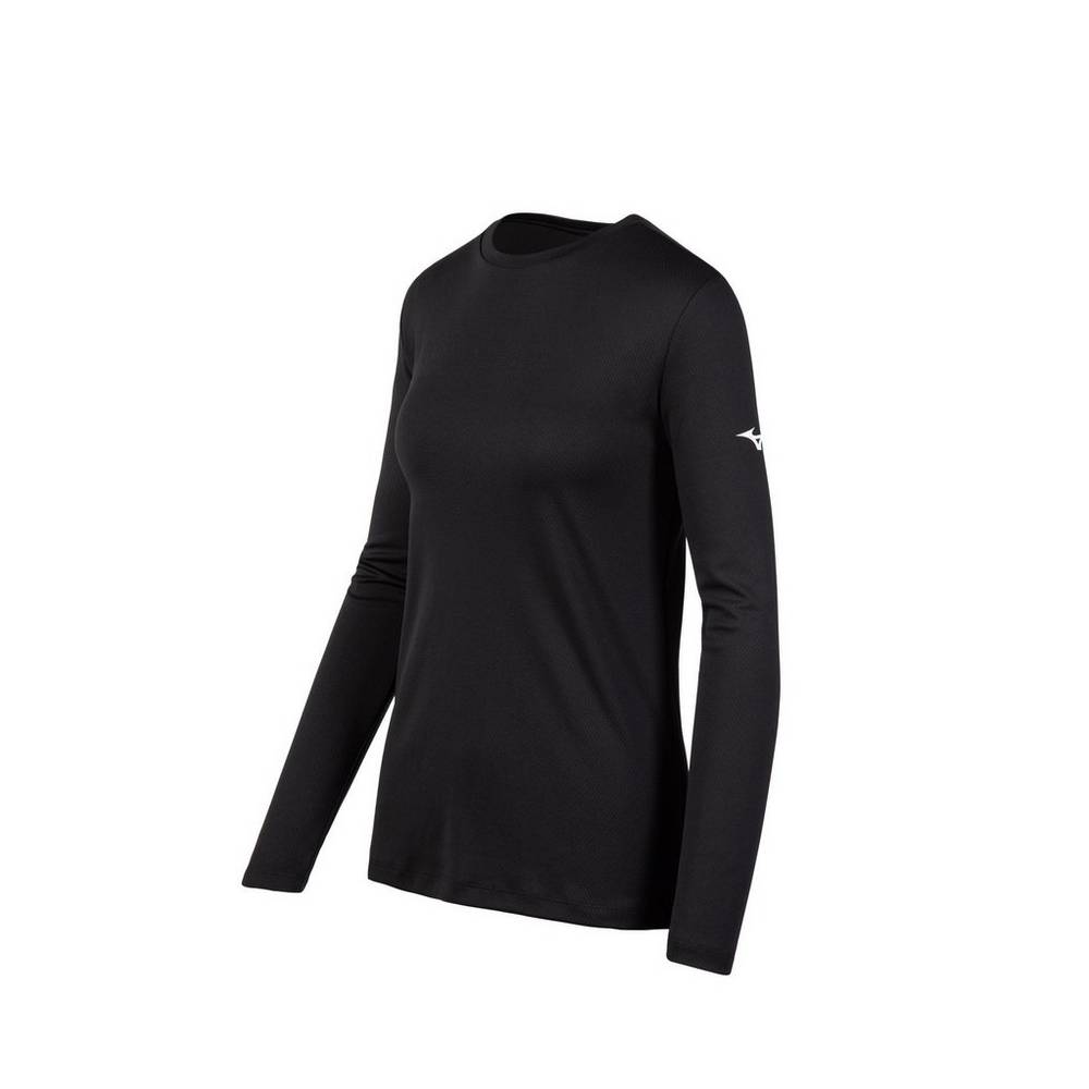 Camisetas Mizuno Long Sleeve Mujer Negras Ofertas QAVM-91754